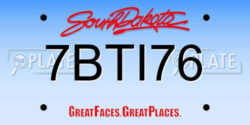7BTI76 South Dakota License Plate