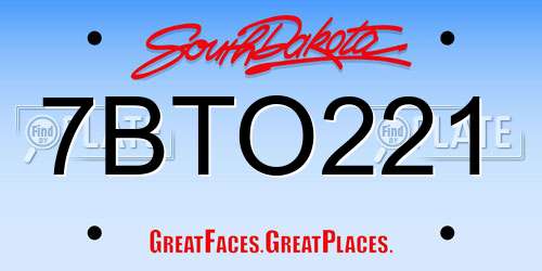 7BTO221 South Dakota License Plate