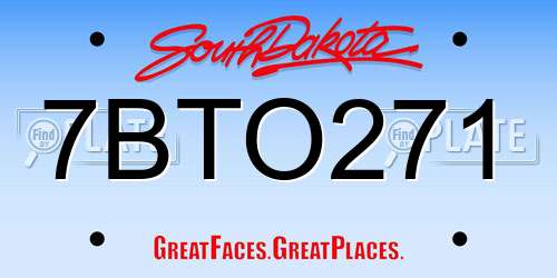 7BTO271 South Dakota License Plate