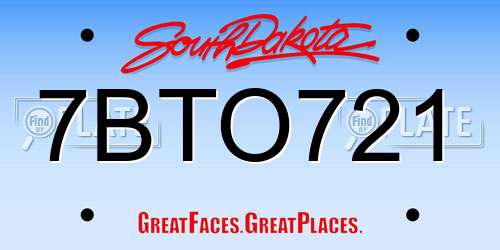 7BTO721 South Dakota License Plate