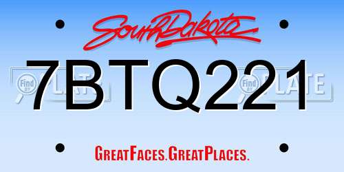 7BTQ221 South Dakota License Plate