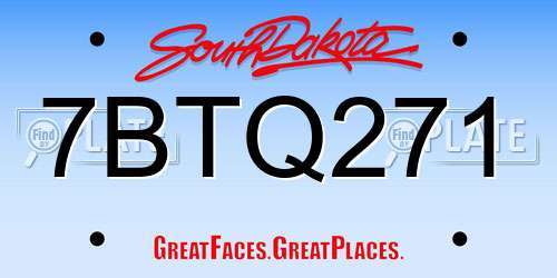 7BTQ271 South Dakota License Plate