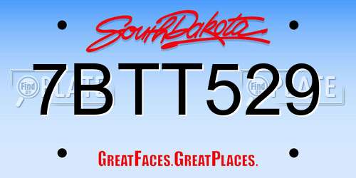 7BTT529 South Dakota License Plate