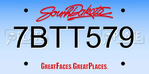 7BTT579 South Dakota License Plate