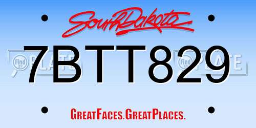 7BTT829 South Dakota License Plate