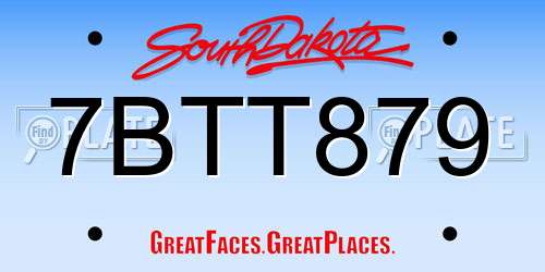 7BTT879 South Dakota License Plate