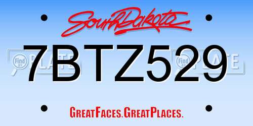7BTZ529 South Dakota License Plate