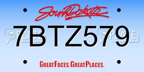 7BTZ579 South Dakota License Plate