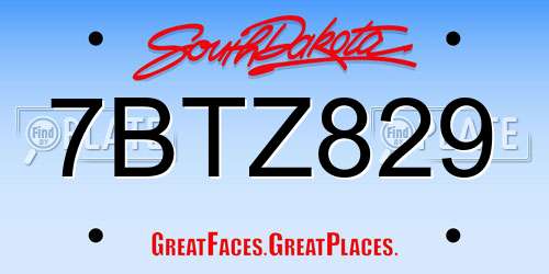 7BTZ829 South Dakota License Plate
