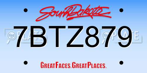 7BTZ879 South Dakota License Plate