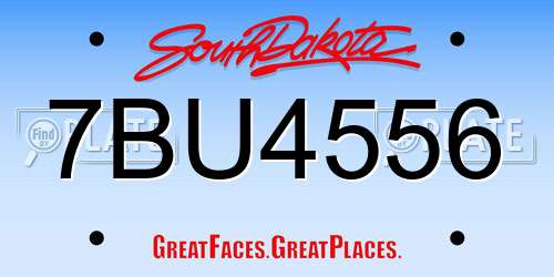 7BU4556 South Dakota License Plate