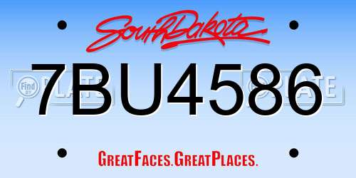7BU4586 South Dakota License Plate