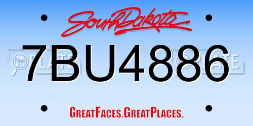 7BU4886 South Dakota License Plate