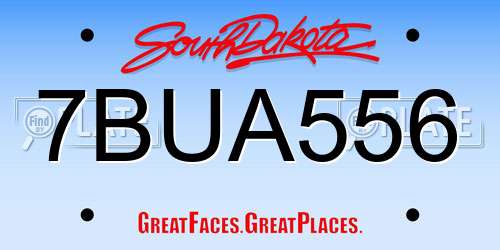 7BUA556 South Dakota License Plate