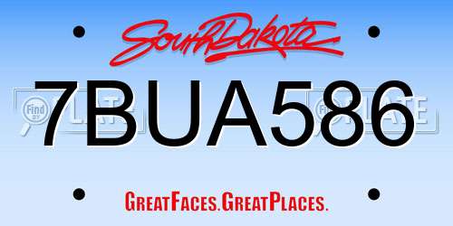 7BUA586 South Dakota License Plate