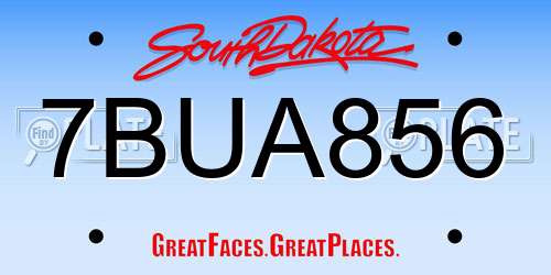 7BUA856 South Dakota License Plate