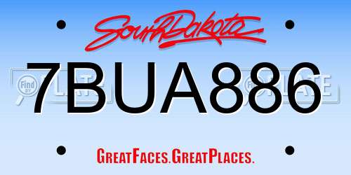 7BUA886 South Dakota License Plate