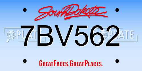 7BV562 South Dakota License Plate