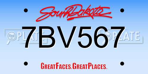 7BV567 South Dakota License Plate