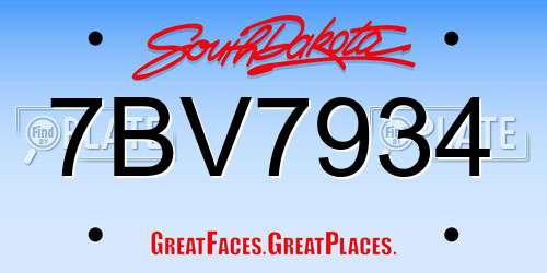 7BV7934 South Dakota License Plate