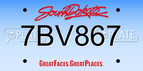 7BV867 South Dakota License Plate