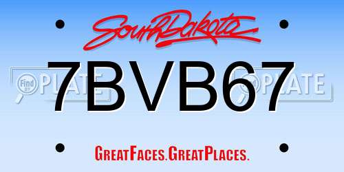 7BVB67 South Dakota License Plate