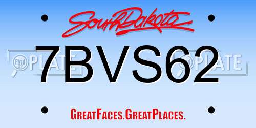 7BVS62 South Dakota License Plate