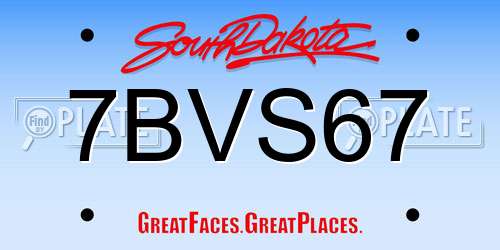 7BVS67 South Dakota License Plate