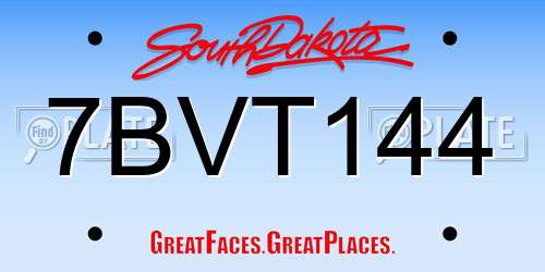 7BVT144 South Dakota License Plate