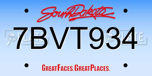 7BVT934 South Dakota License Plate