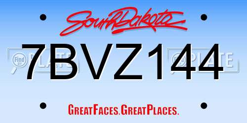 7BVZ144 South Dakota License Plate
