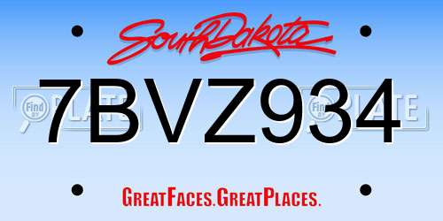 7BVZ934 South Dakota License Plate