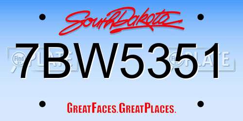 7BW5351 South Dakota License Plate