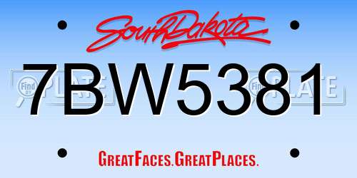 7BW5381 South Dakota License Plate