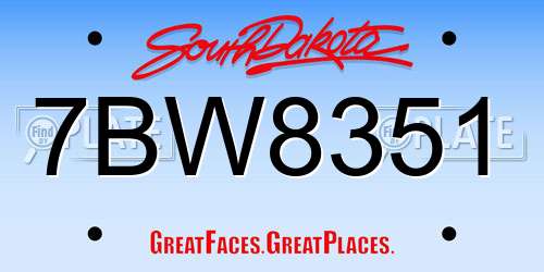 7BW8351 South Dakota License Plate