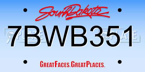 7BWB351 South Dakota License Plate