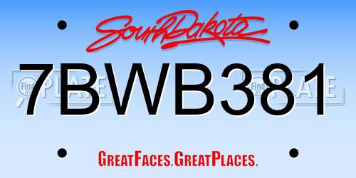 7BWB381 South Dakota License Plate