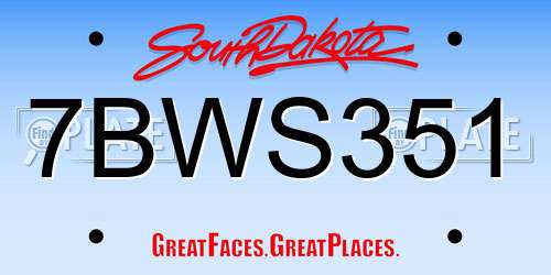 7BWS351 South Dakota License Plate