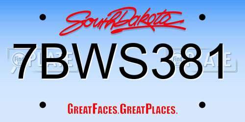 7BWS381 South Dakota License Plate