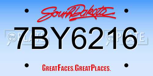 7BY6216 South Dakota License Plate