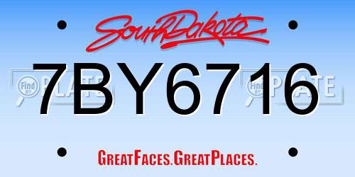 7BY6716 South Dakota License Plate