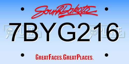 7BYG216 South Dakota License Plate