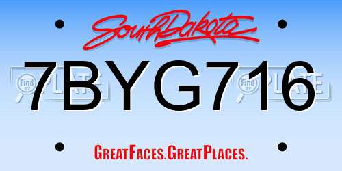 7BYG716 South Dakota License Plate