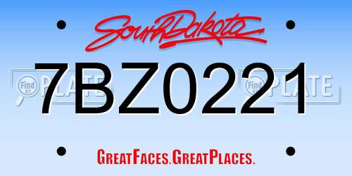 7BZ0221 South Dakota License Plate