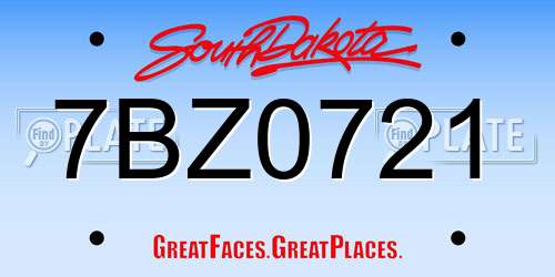 7BZ0721 South Dakota License Plate