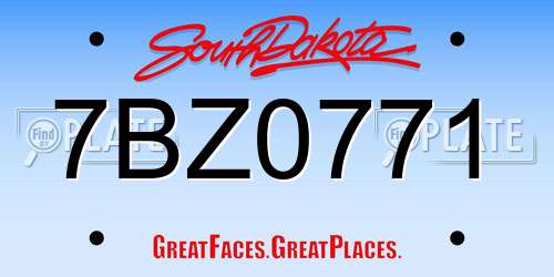 7BZ0771 South Dakota License Plate