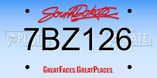 7BZ126 South Dakota License Plate