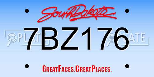 7BZ176 South Dakota License Plate