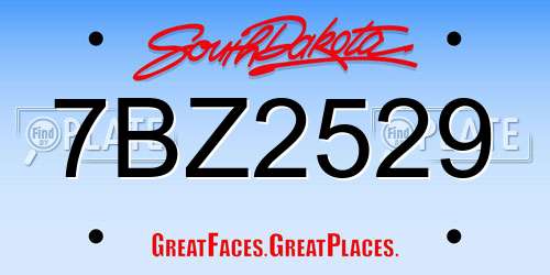7BZ2529 South Dakota License Plate