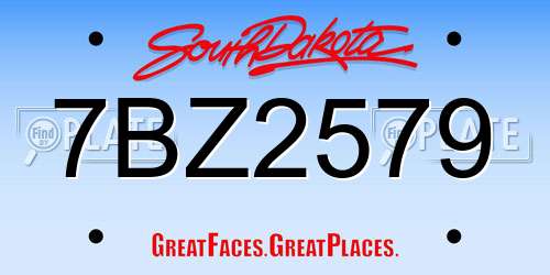 7BZ2579 South Dakota License Plate